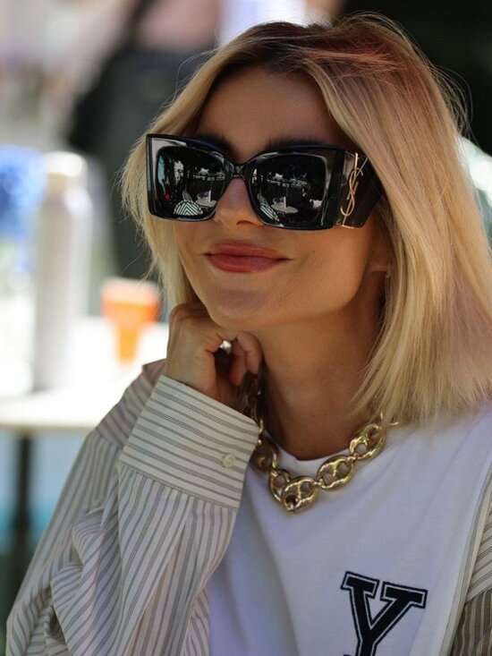 Saint Laurent SLM119 BLAZE 001 Sunglasses Black Butterfly Frame, Black Lenses main image 11